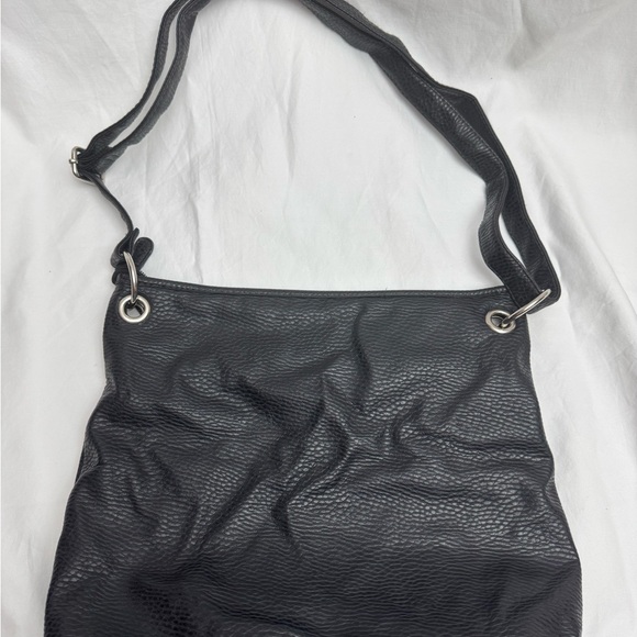 Sleek Black Crossbody Bag with Silver Accents - Picture 2 of 7